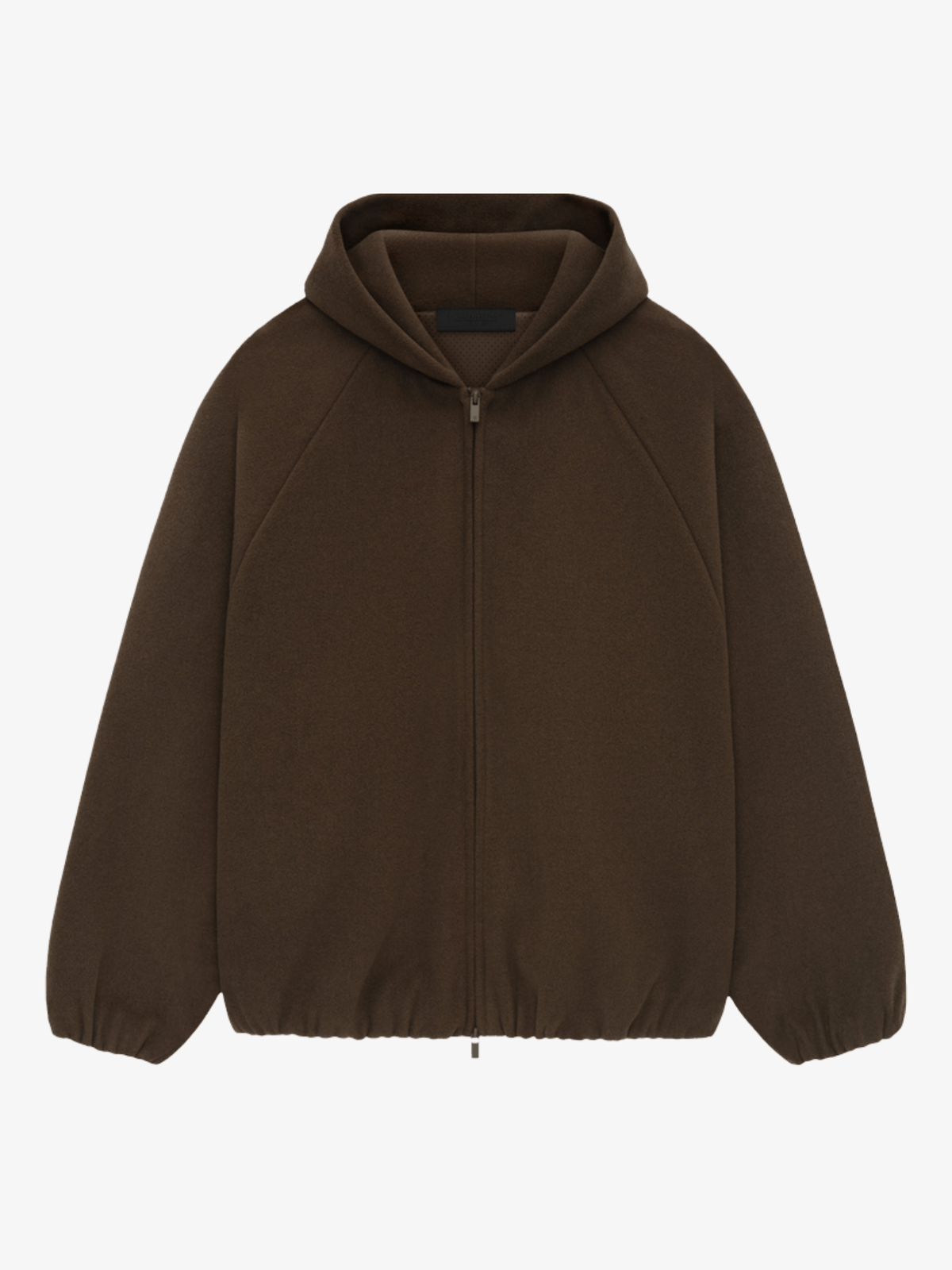 Brown Zip Up Essentials Hoodie